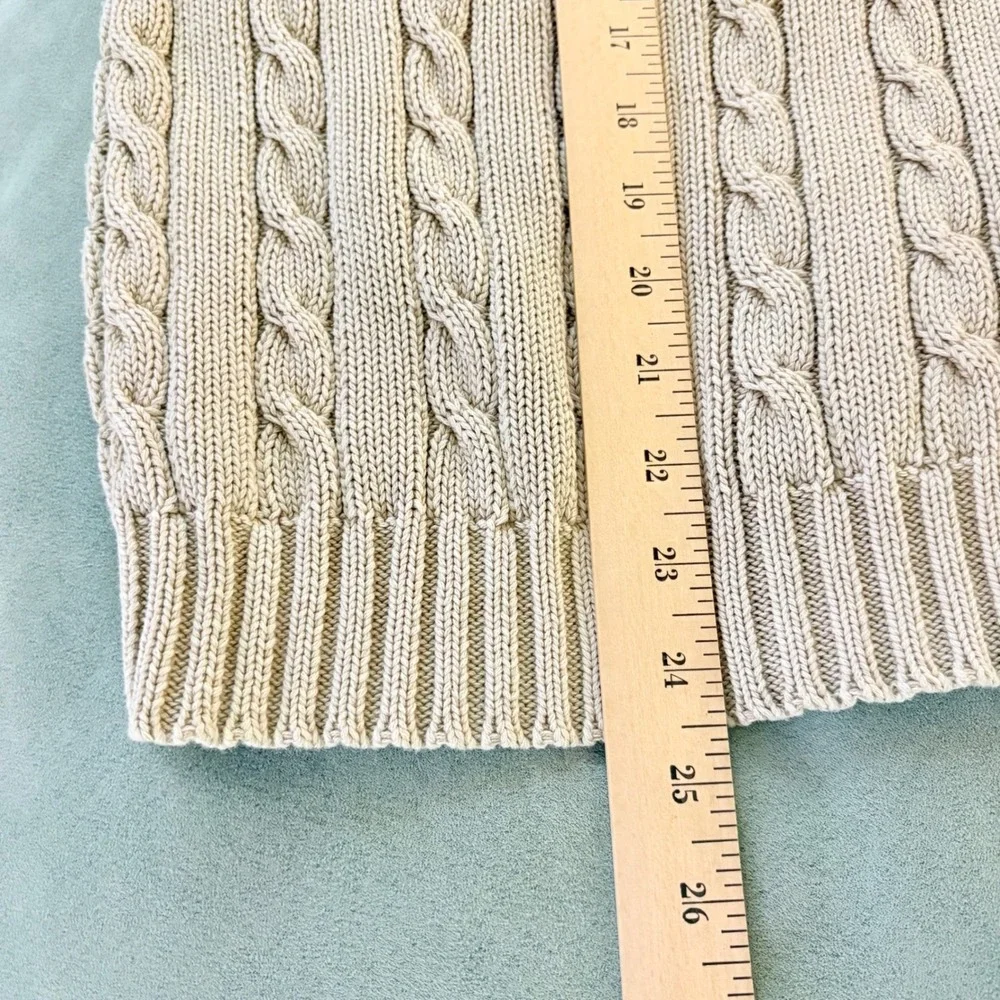 VTG Eddie Bauer Cotton Sweater Fisherman Beige‎ Cable Knit Men's L Classic TSITP - Picture 9 of 10